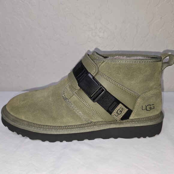 UGG 1118570 Neumel Moss Green Suede Leather Shearling SnapBack Boots Men's 13 - Picture 1 of 10
